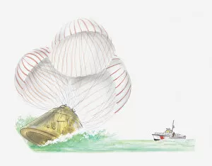 Images Dated 17th June 2011: Illustration of Apollo module landing in sea