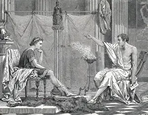 Illustration of Aristotle Teaching a Young Alexander the Great