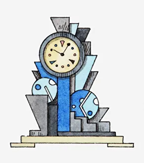 Clock Collection: Illustration of Art Deco clock