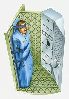 Images Dated 7th April 2010: Illustration of an astronaut sleeping standing up