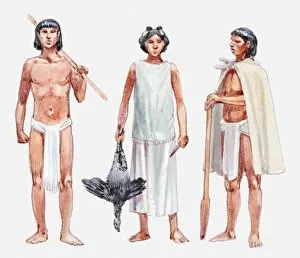 Young Men Gallery: Illustration of three Aztec slaves