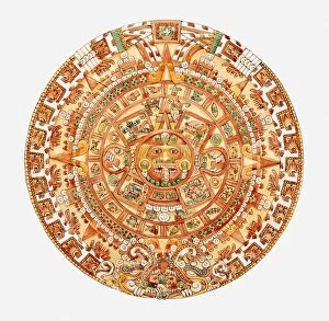 Images Dated 8th July 2010: Illustration of Aztec sun stone