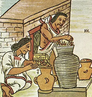 Illustration of Aztecs Storing Amaranth from the Florentine Codex