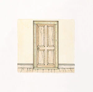 Images Dated 19th January 2009: Illustration of bare wood internal door and wooden floor