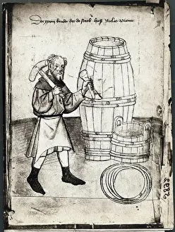 Nuremberg Prints: Illustration of Barrel Designer with Tools