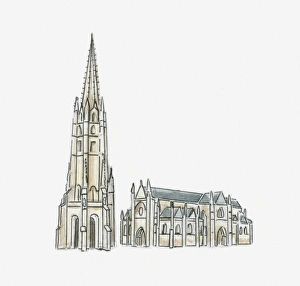 Aquitaine Gallery: Illustration of Basilique Saint-Michel (St Michaels Basilica), Bordeaux, Gironde, France