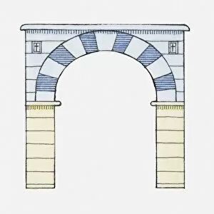 Illustration of a basket arch, also called semi-elliptical arch, Palatine Chapel (Pfalzkapelle), Aachen, Germany