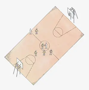 Sports Venue Prints: Illustration of basketball court