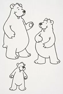 Illustration, three bears standing together
