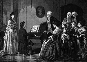 Illustration of Beethoven Performing Before Mozart