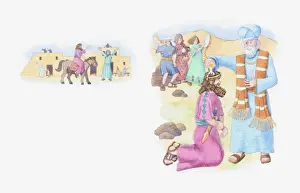 Arriving Prints: Illustration of a bible scene, 1 Kings 1