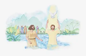 Receiving Prints: Illustration of a bible scene, Luke 3