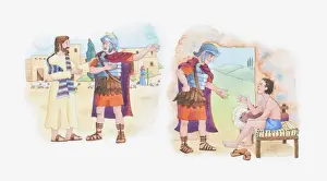 Helping Prints: Illustration of a bible scene, Matthew 8, Jesus heals a Roman soldiers servant
