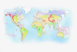 Desert Prints: Illustration of Biomes (climatic variation) on world map