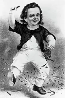 String Prints: Illustration of Boy with Firecrackers