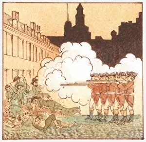 Images Dated 30th June 2011: Illustration of British redcoats killing civilians, known as the Boston Massacre