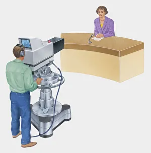 Images Dated 29th October 2009: Illustration of broadcaster and camera operator