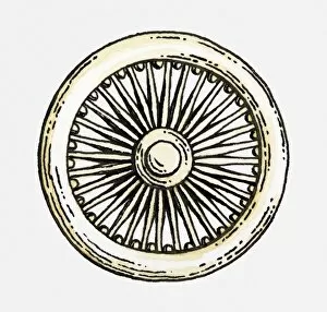 Illustration of Buddhist wheel of law (dharma)