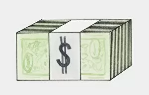 Images Dated 18th December 2009: Illustration of bundle of dollar notes