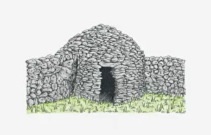 Illustration of a capitelle (old French drystone hut)