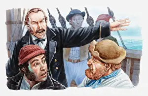 Ghost Prints: Illustration of Captain Gould ordering his men off the ghost ship and back onto the Ellen Austin