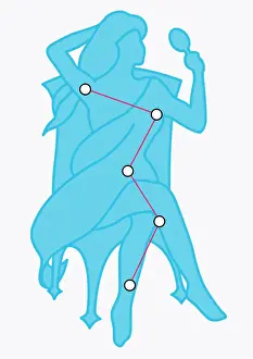 Illustration of Cassiopeia constellation represented as vain queen
