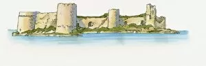 Images Dated 9th February 2009: Illustration of castle in the Mediterranean Sea near Kizkalesi, Turkey