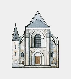Images Dated 3rd November 2009: Illustration of Cathedrale St-Julien du Mans, Loire Valley, France
