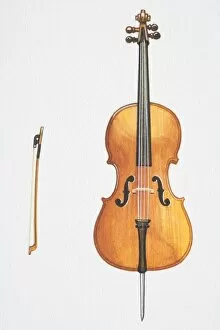 Wooden Gallery: Illustration, cello and bow