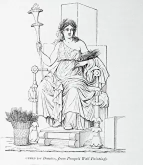 Mythological Theme Prints: Illustration Of Ceres Seated In A Throne