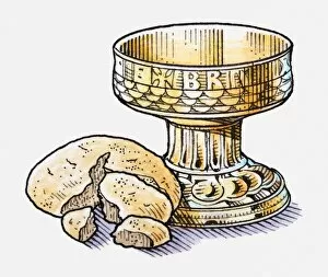 Images Dated 30th April 2010: Illustration of chalice and bread