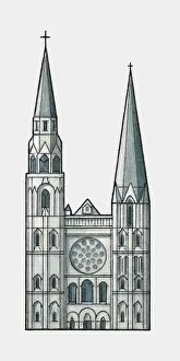 Images Dated 3rd November 2009: Illustration of Chartres Cathedral, France