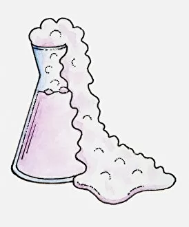 Liquid Gallery: Illustration of chemical liquid reacting in flask