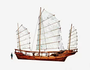 Images Dated 17th May 2011: Illustration of Chinese junk ship