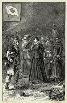 Illustration of Clara Barton Entering Strasburg with German Army