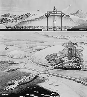 Seaport Prints: Illustration of a Climatized Arctic Airbase from Mechanix Illustrated Magazine