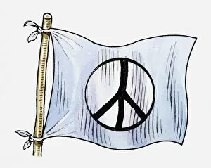 Images Dated 22nd April 2010: Illustration of CND sign on white flag