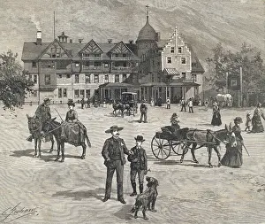 Colorado Springs Prints: Illustration of Colorado Springs Settlers During Daily Routines