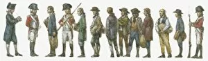 Images Dated 10th November 2008: Illustration of convicts standing in disembarking line at Sydney Cove guarded by British army
