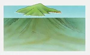 Illustration of coral island known as an atoll