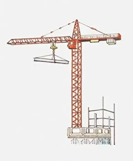 Crane Gallery: Illustration of crane lifting steel