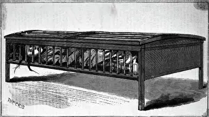 Cage Prints: Illustration of the Crib Used To Restrain Mental Patients