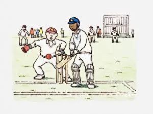 Incidental People Collection: Illustration of cricket players