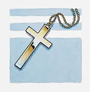 Rosary Prints: Illustration of cross on rosary