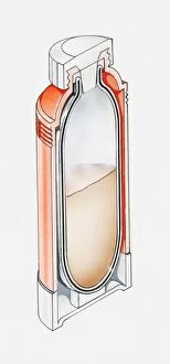 Illustration of cross section through vacuum flask