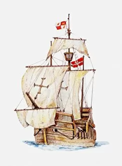 Images Dated 17th June 2010: Illustration of Crusader ship