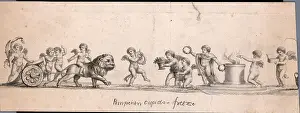 Wreath Prints: Illustration of Dancing Cupids