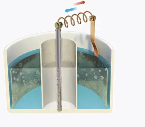 Copper Prints: Illustration of Daniell cell, electrochemical cell consisting of copper and zinc plates immersed
