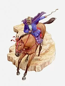 Illustration of Darius on horseback