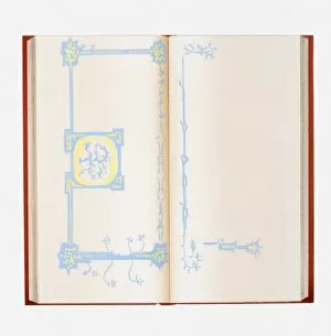 Illustration of decorated border inside open book
